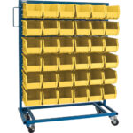 Single-Sided Mobile Bin Rack, Single-sided, 36 bins, 36" W x 16" D x 46-1/2" H