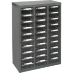 KPC-700 Parts Cabinet, Galvanized Steel, 30 Drawers, 17-1/2" x 8-7/10" x 25-3/10", Grey