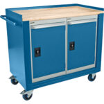 Industrial Duty Mobile Service Benches, Wood Surface