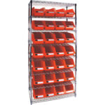 Heavy-Duty Wire Shelving Unit with Storage Bins, 8 Tiers, 36" W x 74" H x 18" D
