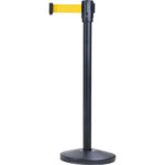 Free-Standing Crowd Control Barrier, Steel, 35" H, Yellow Tape, 12' Tape Length