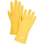 Rough-Finish Chemical-Resistant Gloves, Size 9, 12" L, PVC, Interlock Inner Lining, 47-mil