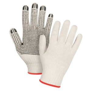 Heavyweight Dotted String Knit Gloves, Poly/Cotton, Single Sided, 7 Gauge, Small