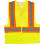 Traffic Safety Vest, High Visibility Lime-Yellow, 2X-Large, Polyester, CSA Z96 Class 2 - Level 2