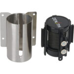 Wall Mount Barrier with Magnetic Tape, Steel, Screw Mount, 7', Black Tape