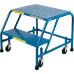 Rolling Step Ladder with Locking Step, 2 Steps, 18" Step Width, 19" Platform Height, Steel