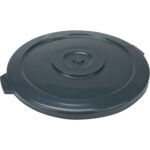 Waste Container Lid, Flat Lid, Plastic/Polyethylene, Fits Container Size: 24" Dia.
